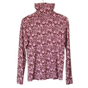 J.Crew Tissue Turtleneck – Vintage Floral Wine/Lilac – SZ L